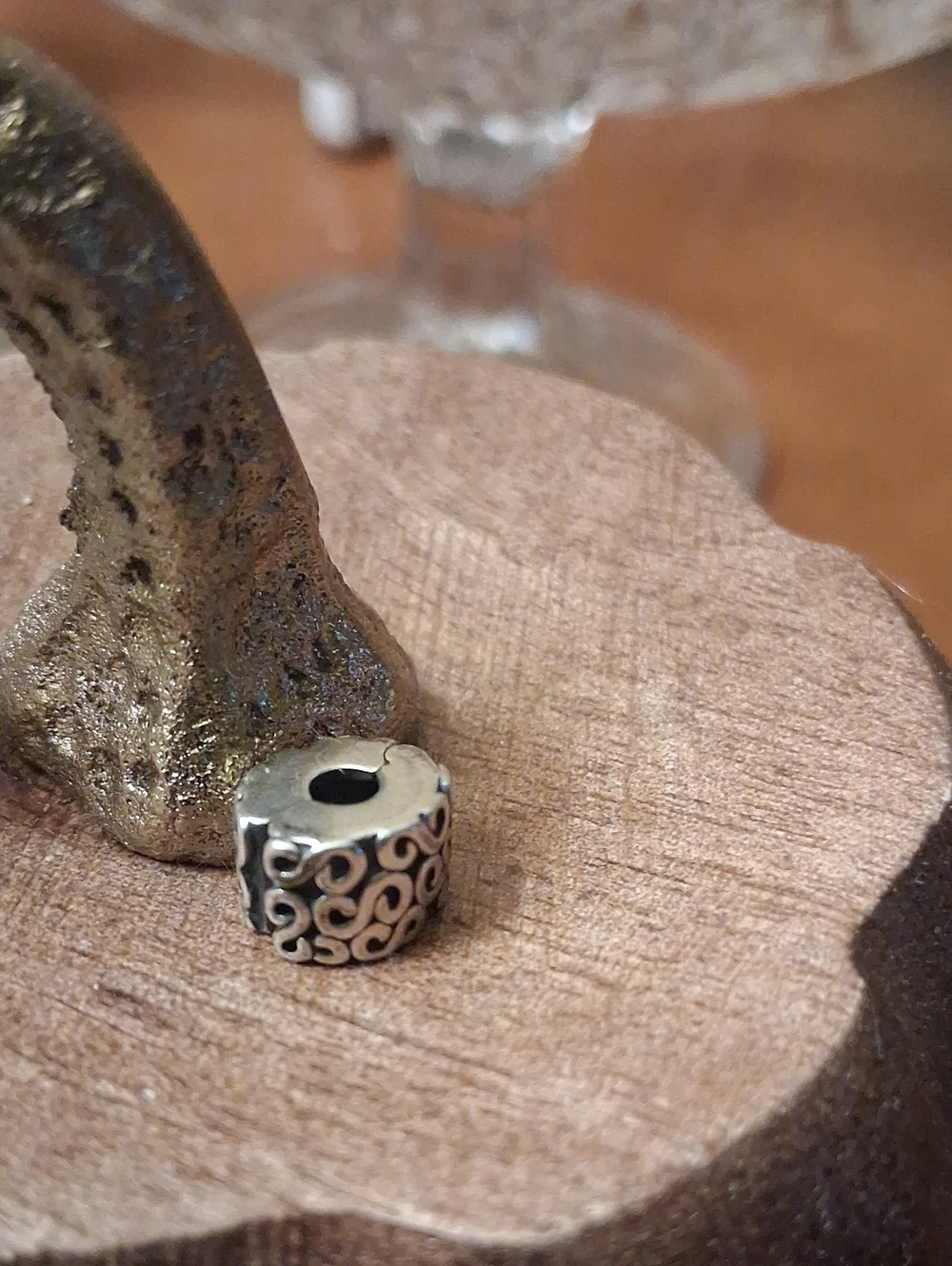 Pandora Sterling Silver Swirl Safety Barrel Charm - Silver